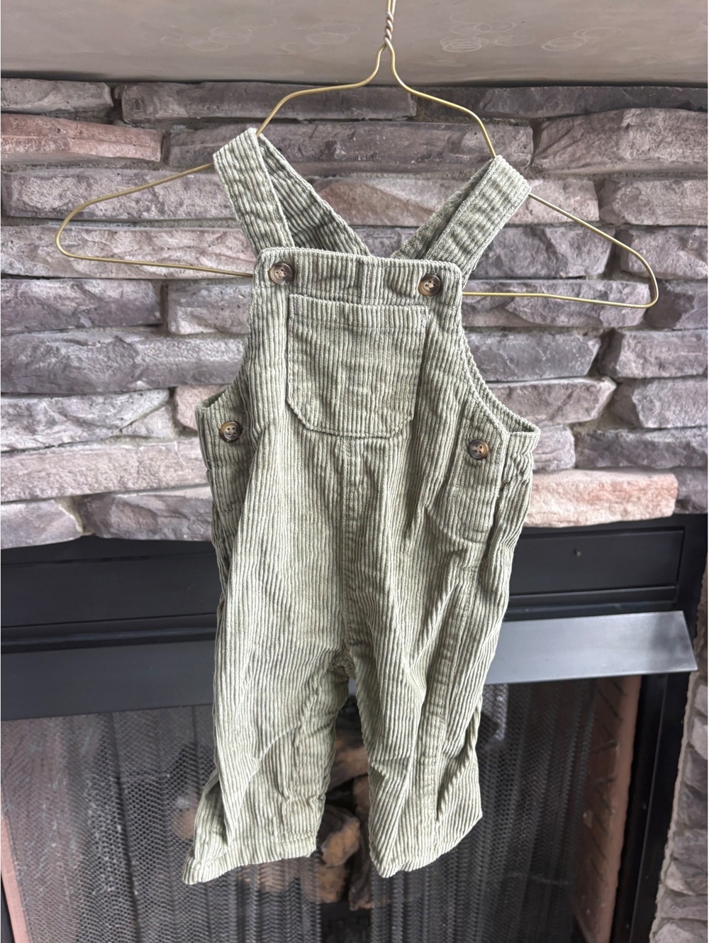 Carter's Olive Green Corduroy Baby Overalls 3-6 months Boys